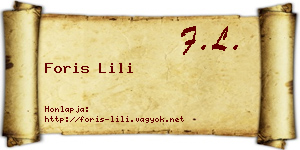 Foris Lili névjegykártya